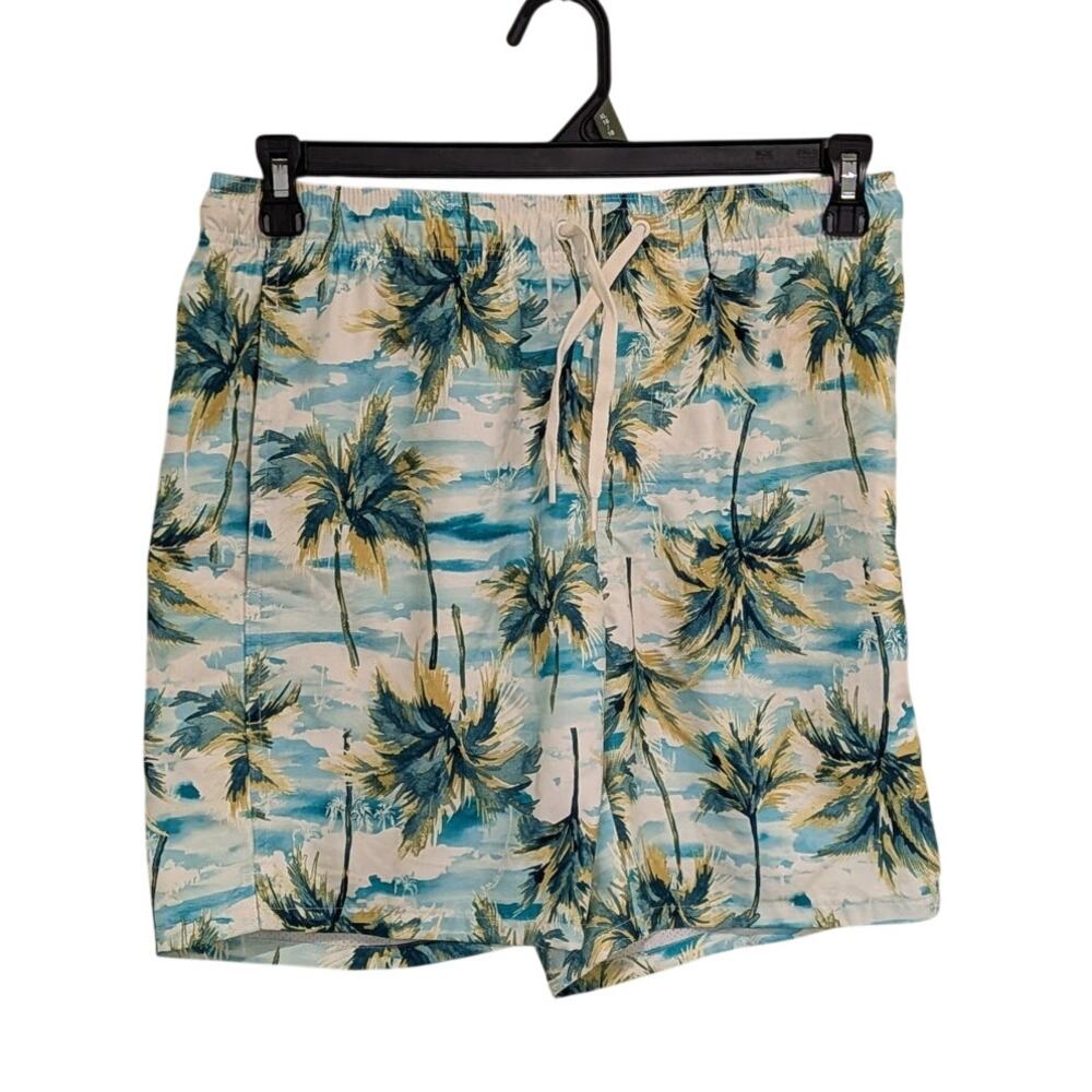Mens Tropical Pam Tree Pattern Swim Shorts Resort Pool Vacation Cruise